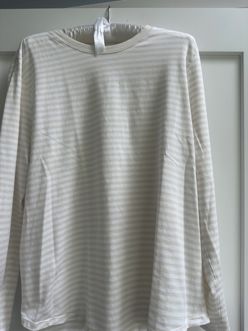 lululemon athletica Long Sleeve Striped Tee in White and Cream